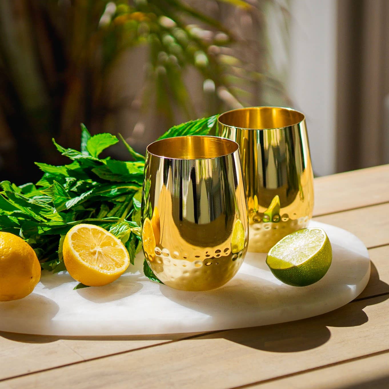 Unboxed Gold Half Hammered Glasses (Set of 2)