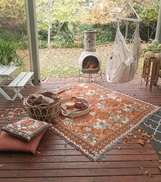 'Penny Lane' Woven Picnic Rug/Throw: Regular 130x160cm