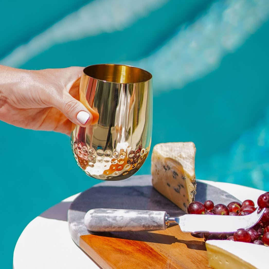 Unboxed Gold Half Hammered Glasses (Set of 2)